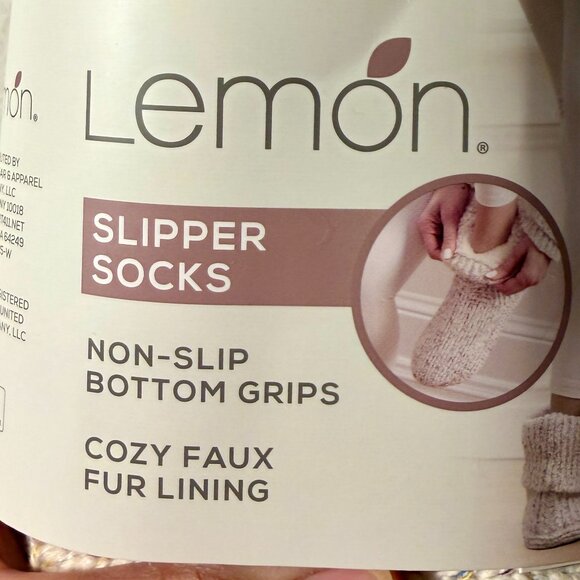 (Bundle 2) Lemon Women's Cozy Turn Cuff Slipper Socks M/L Ivory & Pink Non Slip - Picture 11 of 14